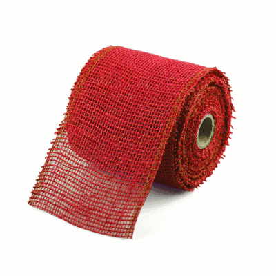 Red Burlap Ribbon - 4" x 10 Yards (Serged Edges) - Click Image to Close