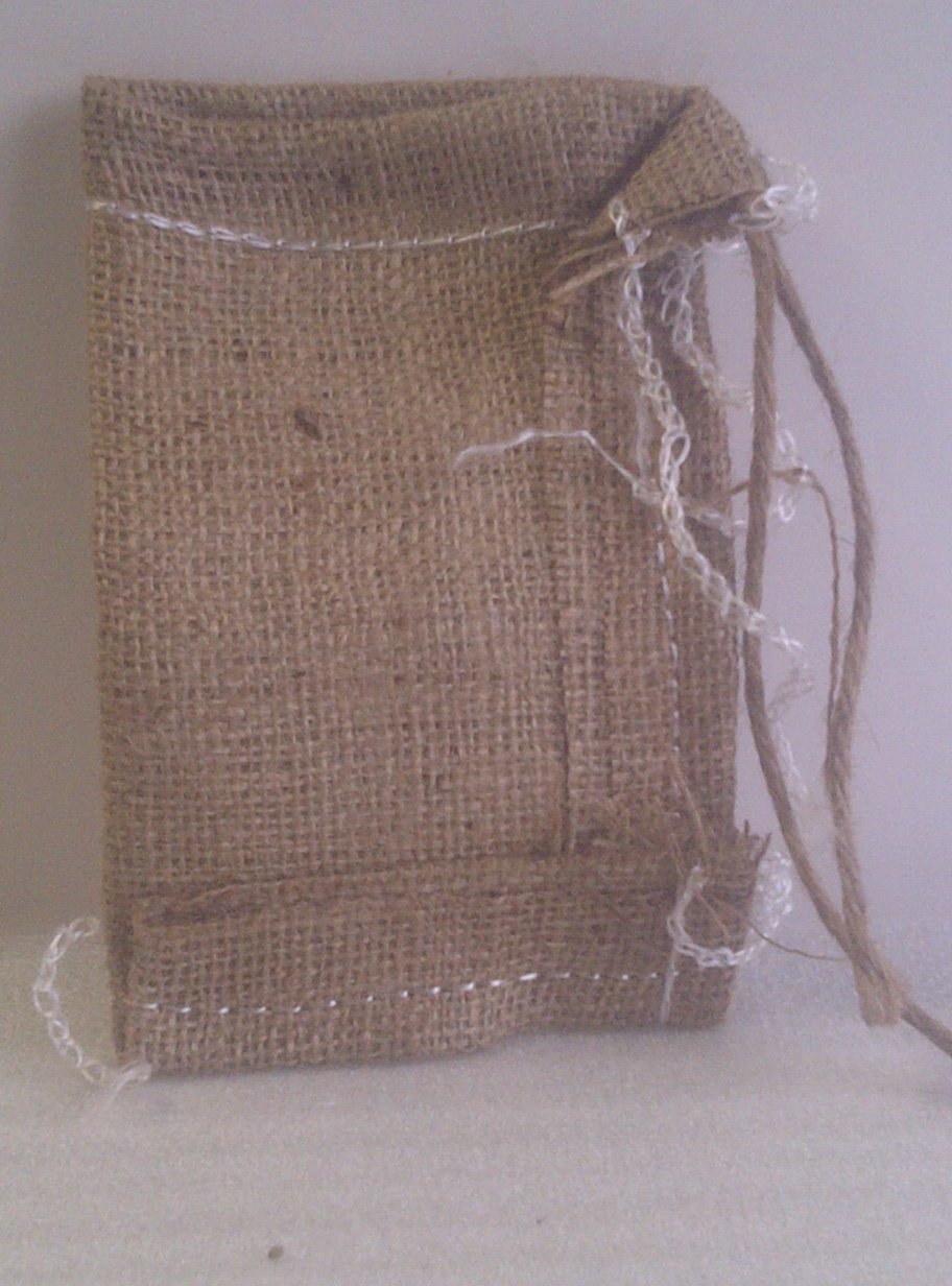 Industrial Jute Drawstring Bag - 4" x 6" (Bundle of 25) - Click Image to Close