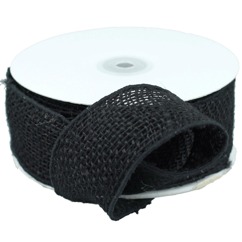 Black Burlap Ribbon - 2" x 10 Yards (Wired Edges) - Click Image to Close