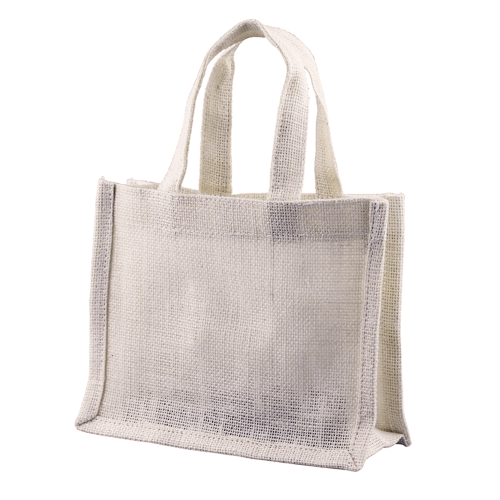 Off White Jute Tote Bag - 7" x 6" x 2-3/4" (Pack of 6)