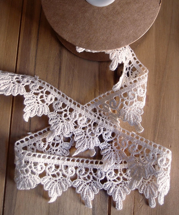 Ivory Embroidery Lace Ribbon - " x 5 yd - Click Image to Close