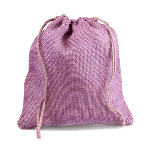 Lavender Burlap Bag w/ Jute Drawstring - 10" x 12" (10 Pack)