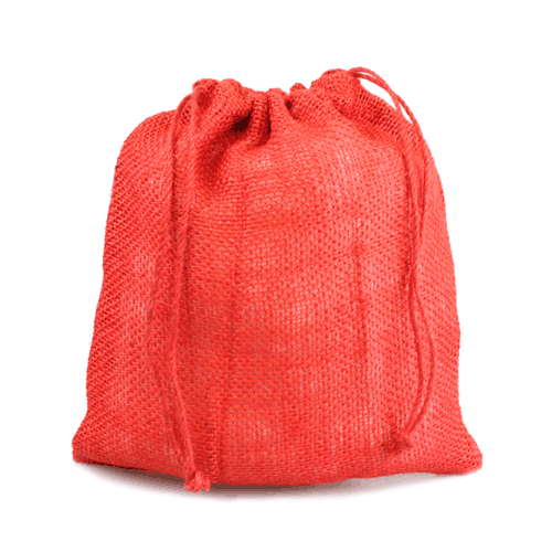 Red Burlap Bag w/ Jute Drawstring - 10" x 12" (10 Pack)