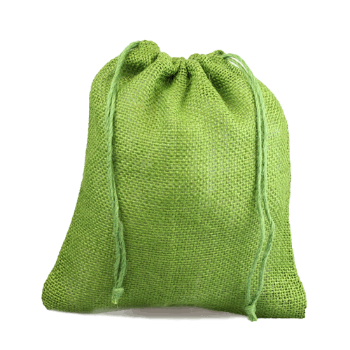 Green Burlap Bag w/ Jute Drawstring - 10" x 12" (10 Pack) - Click Image to Close