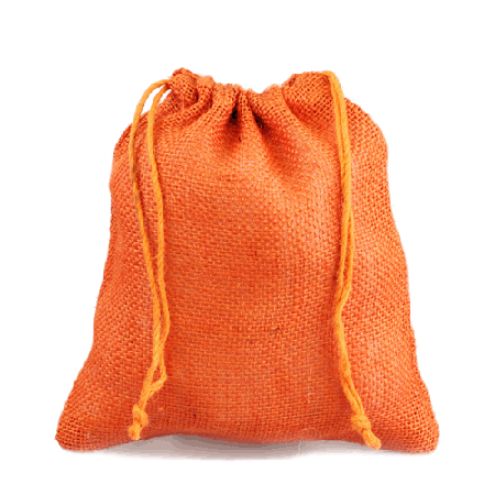 Orange Burlap Bag w/ Jute Drawstring - 10" x 12" (10 Pack)