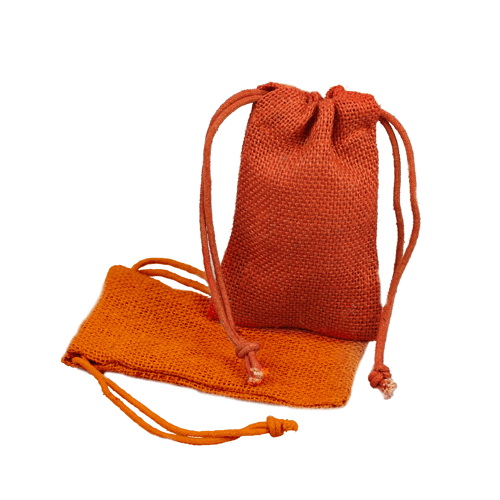 Orange Burlap Bag w / Jute Drawstring - 3" x 5" (12 Pack)