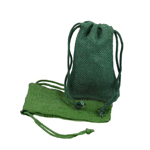 Hunter Green Burlap Bag w/ Jute Drawstring - 3" x 5" (12 Pack)