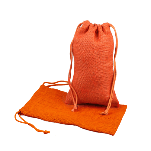 Orange Burlap Bag w/ Jute Drawstring - 6" x 10" (12 Pack)