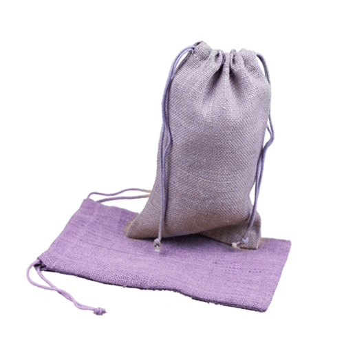 Lavender Burlap Bag w/ Jute Drawstring - 6" x 10" (12 Pack)