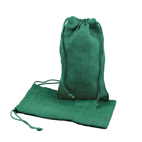 Hunter Green Burlap Bag w/ Jute Drawstring - 6" x 10" (12 Pack)