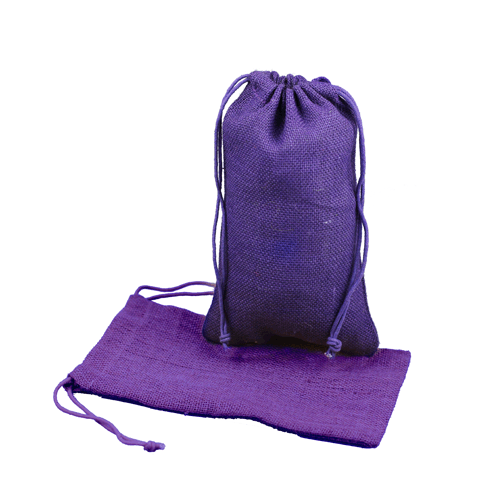 Purple Burlap Bag w/ Jute Drawstring - 6" x 10" (12 Pack) - Click Image to Close