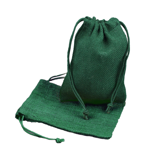 Hunter Green Burlap Bag 5x7 Drawstring (12 Pack) - Click Image to Close