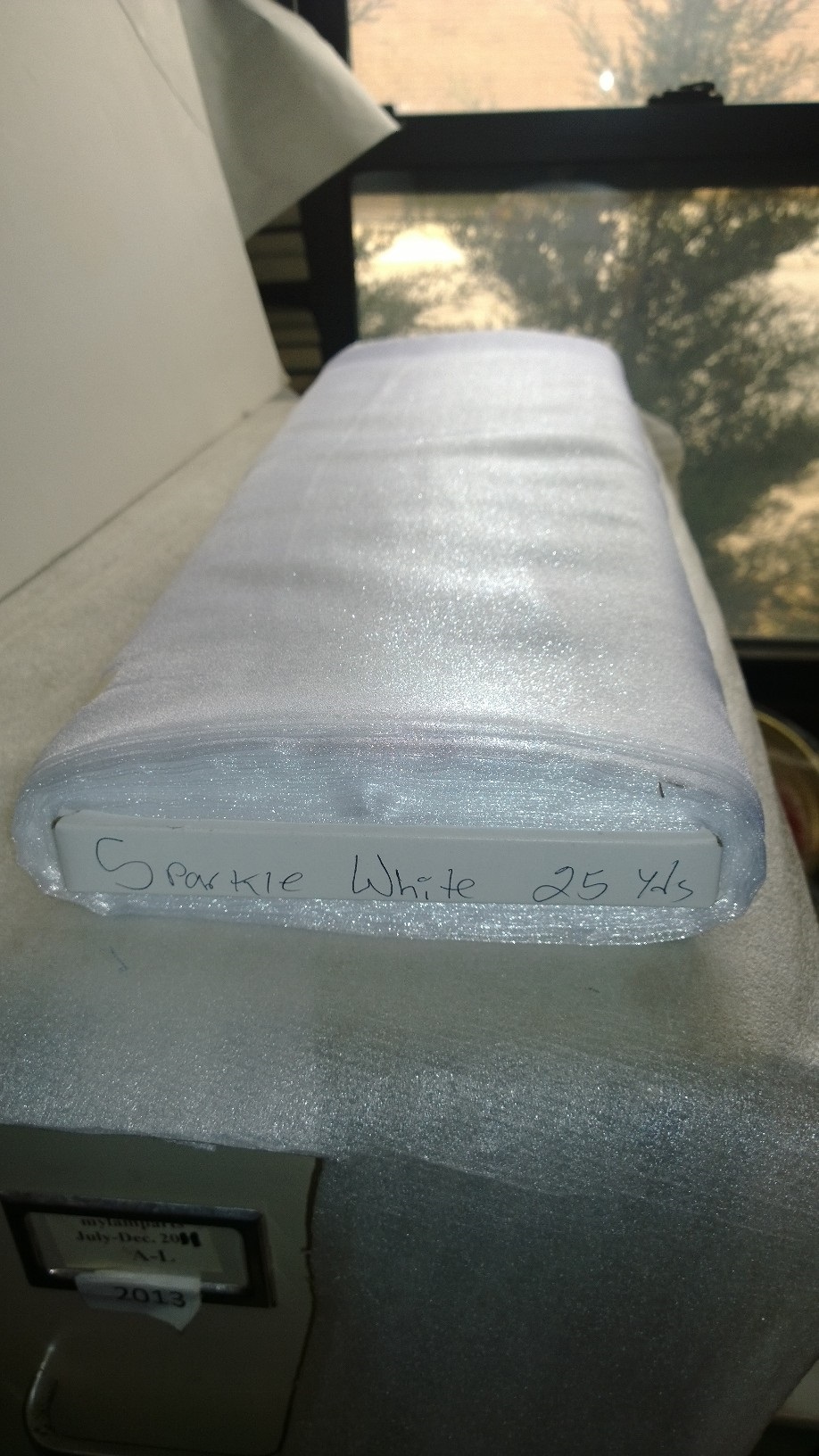 White 45" Sparkle Organza -Per yard (100% Nylon)