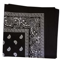 (image for) Paisley Bandana (100% Cotton)- Black 22" x 22"