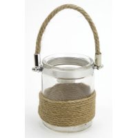 (image for) Jute Rope Handle 3.4x4 Burlap Glass Jar