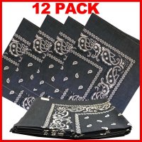 (image for) Paisley Bandana (100% Cotton) -Grey 22" x 22" 12 Pack
