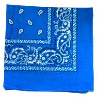 (image for) Paisley Bandana (100% Cotton) -Light Blue 22" x 22"