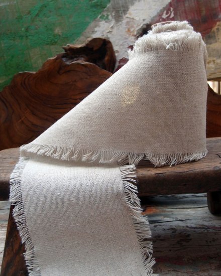 (image for) Linen Ribbon with Fringed Edge - 4" x 5 Yards