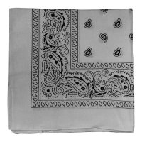 (image for) Paisley Bandana (100% Cotton) - White 22" x 22"
