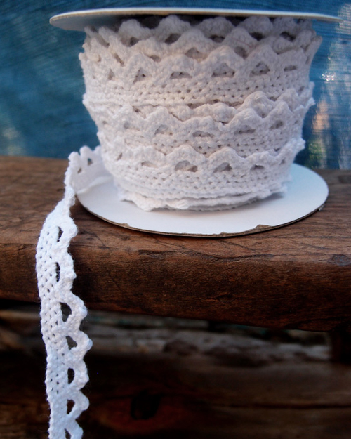 Lace Crochet Cotton Ribbon - 1/2 x 10 Yds White