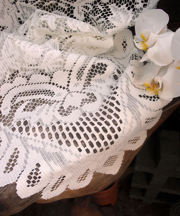 Ivory Lace Table Runner - 13" X 120" Floral style