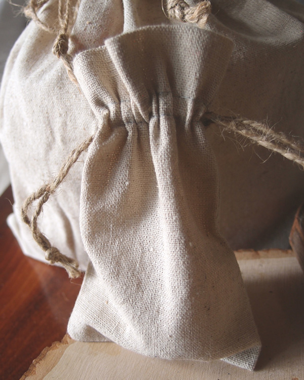 Linen Bag w/ Jute Drawstring - 4" x 6" (12 Pack)