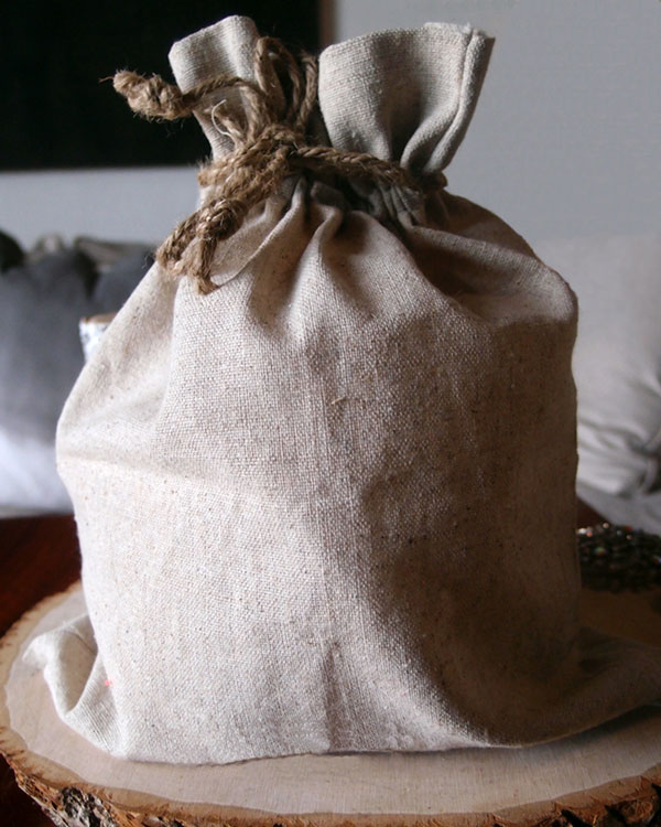 Linen Bag w/ Jute Drawstring - 8" x 10" (12 Pack)