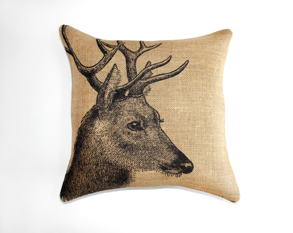 18" x 18" Deer Burlap Pillow Case
