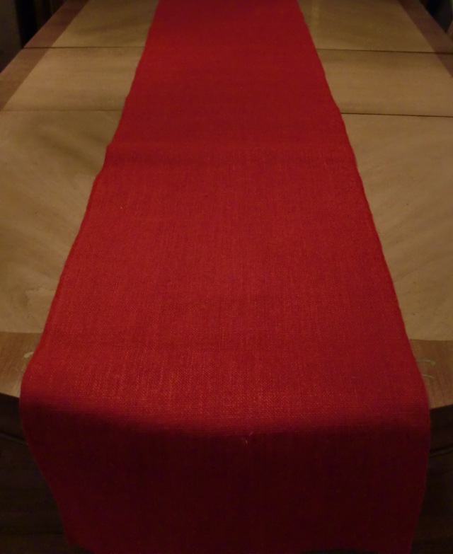 Red Burlap Table Runner (Sewn Edge) - 14" x 108"