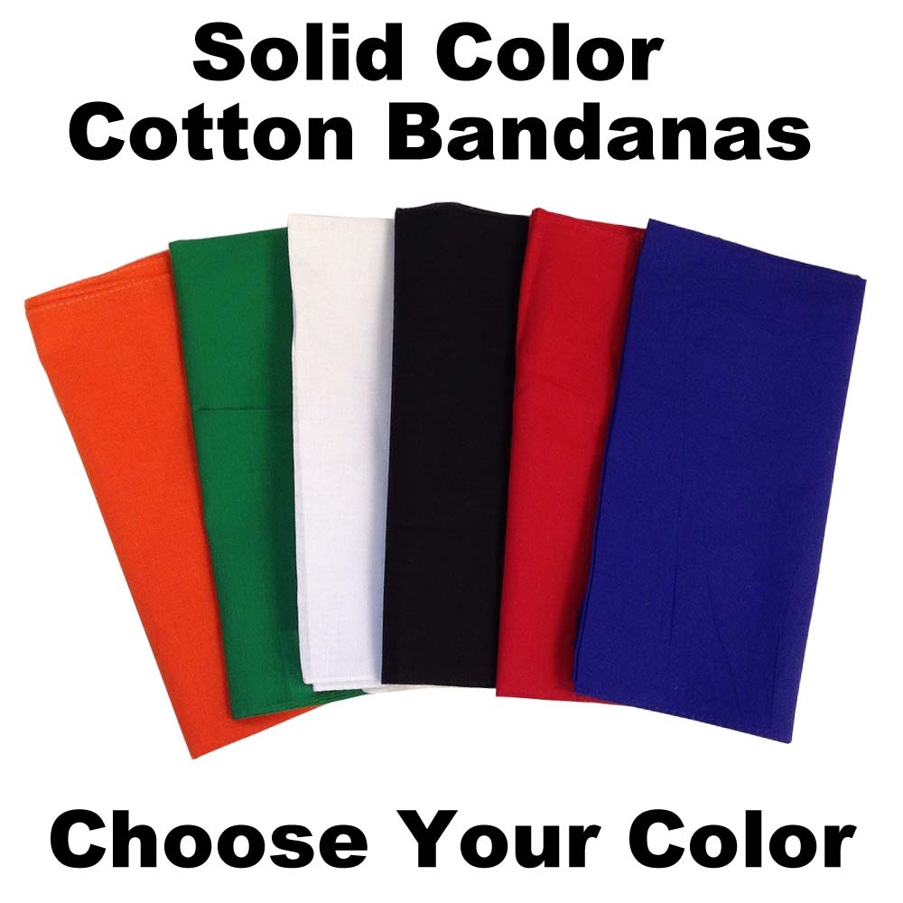 Solid Color Assorted Bandanas 22" x 22" 12 PACK