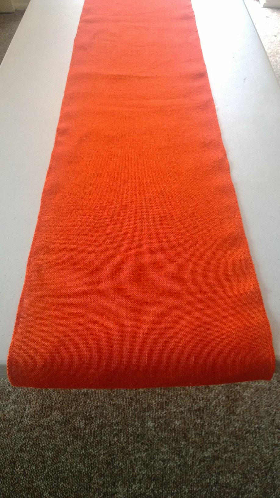 Tangerine Burlap Table Runner (Sewn Edges) - 14" x 72"