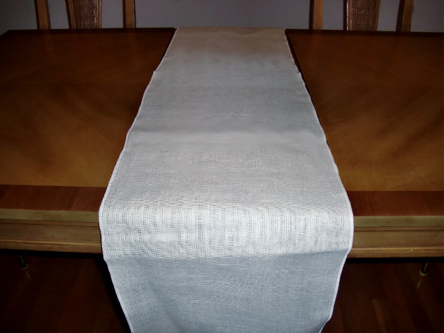 White Burlap Table Runner (Sewn Edge) - 14" x 108"