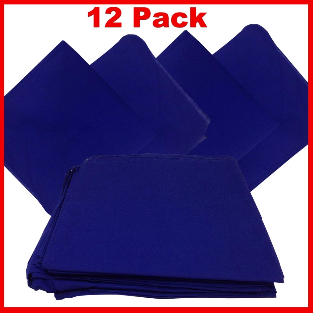 Solid Color Bandana - Blue 14" x 14" 12 PACK